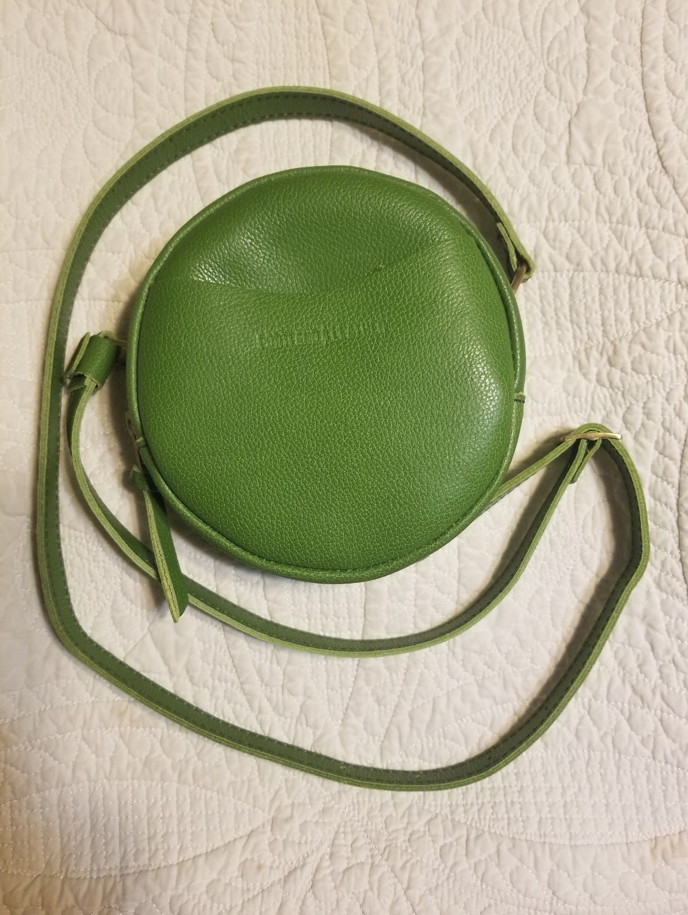 PORTLAND LEATHER GOODS MANTIS green Pebbled Small Circle Crossbody Bag